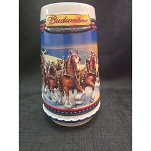 🐎🌲Vintage 2002 Budweiser Holiday Stein Beer Mug "Guiding The Way Home"